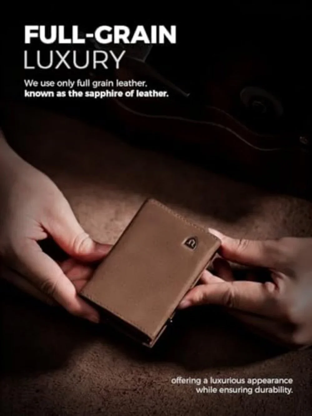 Stylish RFID Blocking Trifold Wallet for Men, Full Grain Leather, Minimalist